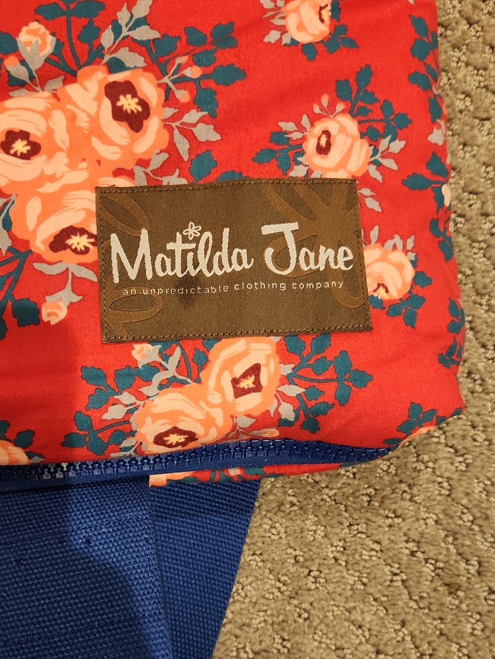 NEW Matilda Jane Red Floral Sleeping Bag with Blue & Mint Ruffles - Picture 2 of 9